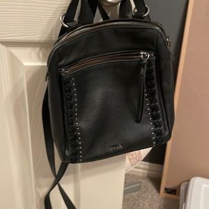 The Sak backpack purse. Black faux leather